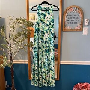 Torrid Sleeveless Floral Maxi Dress in Aqua & Teal